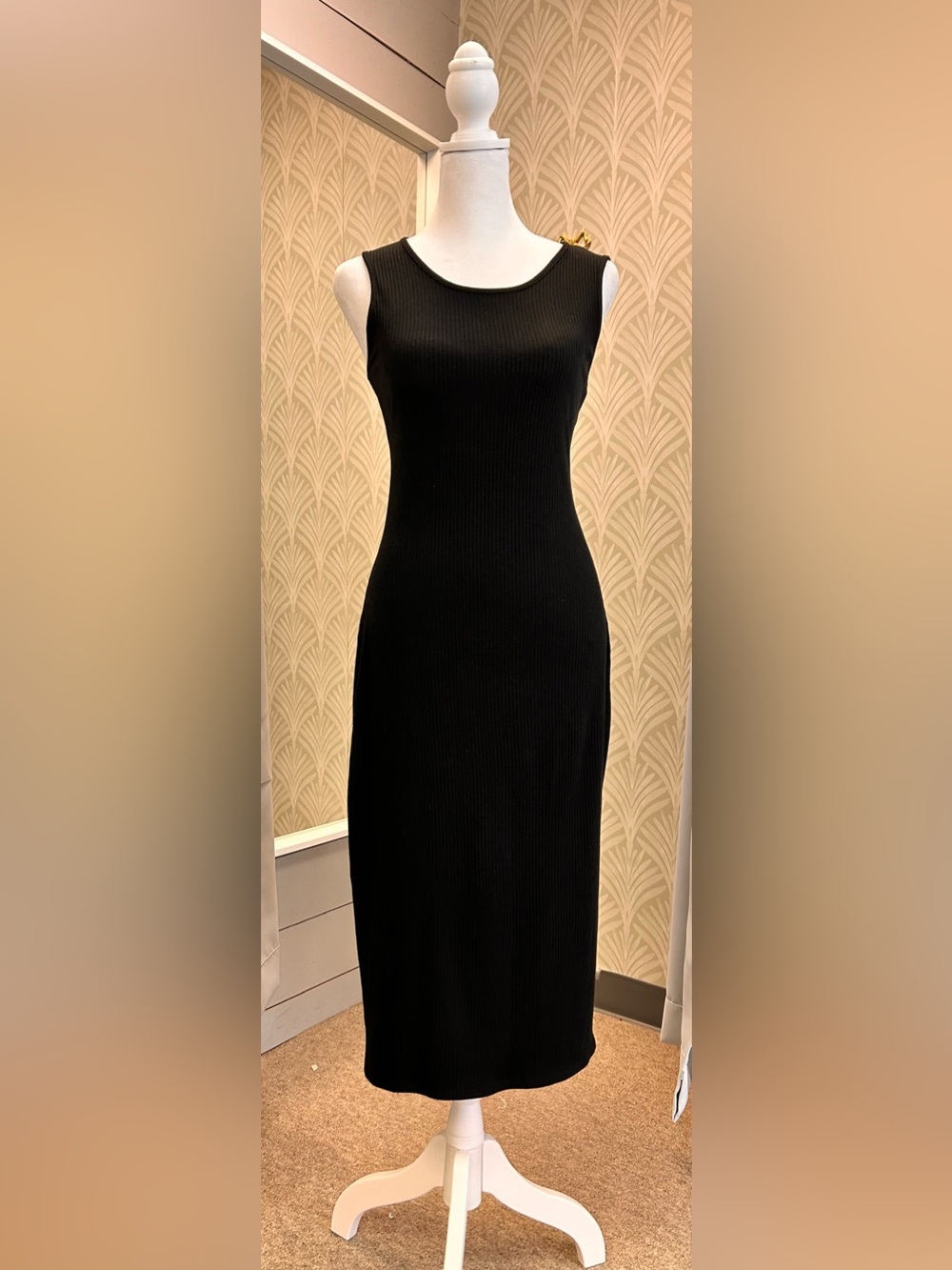 🖤Sugarlips Black Ribbed Midi Tank Dress